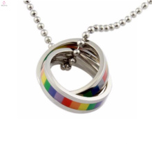 Fabrique el collar gay del diseño del doble del anillo doble del acero inoxidable de la fabricación del orgullo de la fabricación